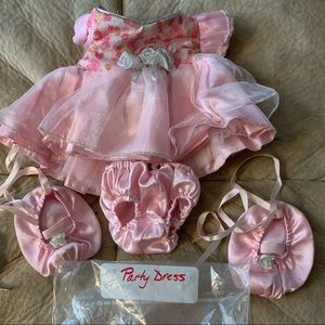 Build a bear party dress with fancy top, bloomers, and shoes
